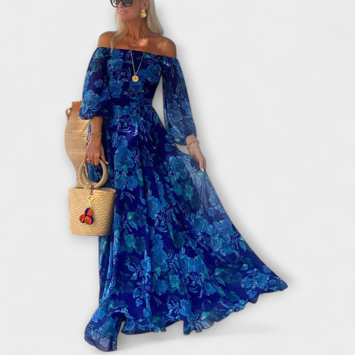 Junípero - Vestido Maxi con Hombros Descubiertos para Vacaciones