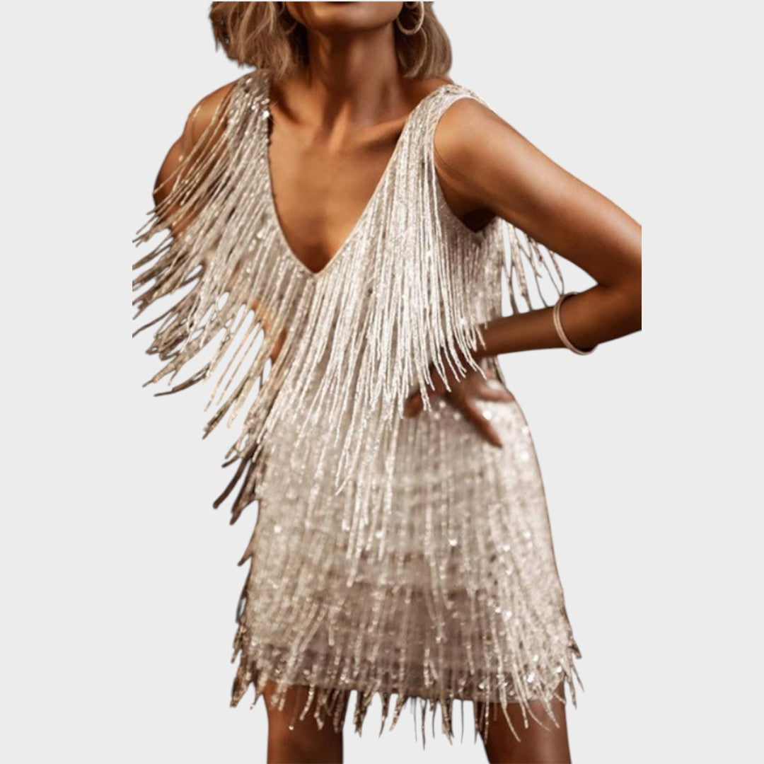 Tasa - Vestido mini festivo con flecos