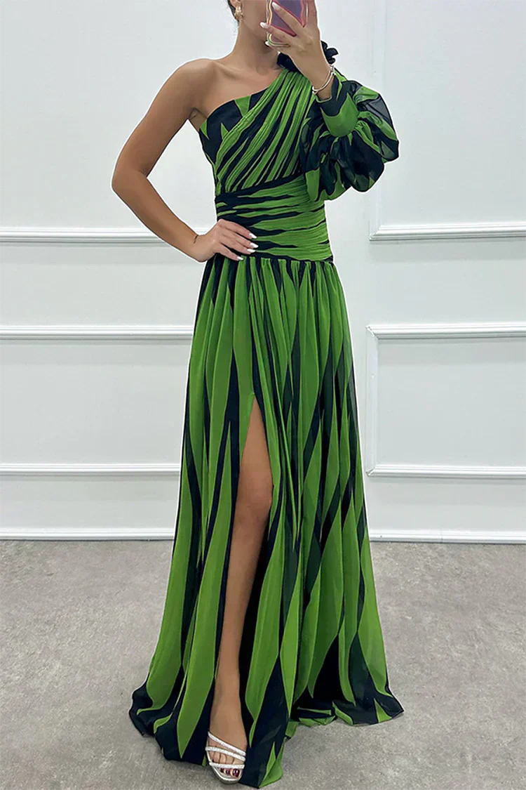 Hazel™ | Vestido Maxi Elegante a Rayas con Hombro al Descubierto