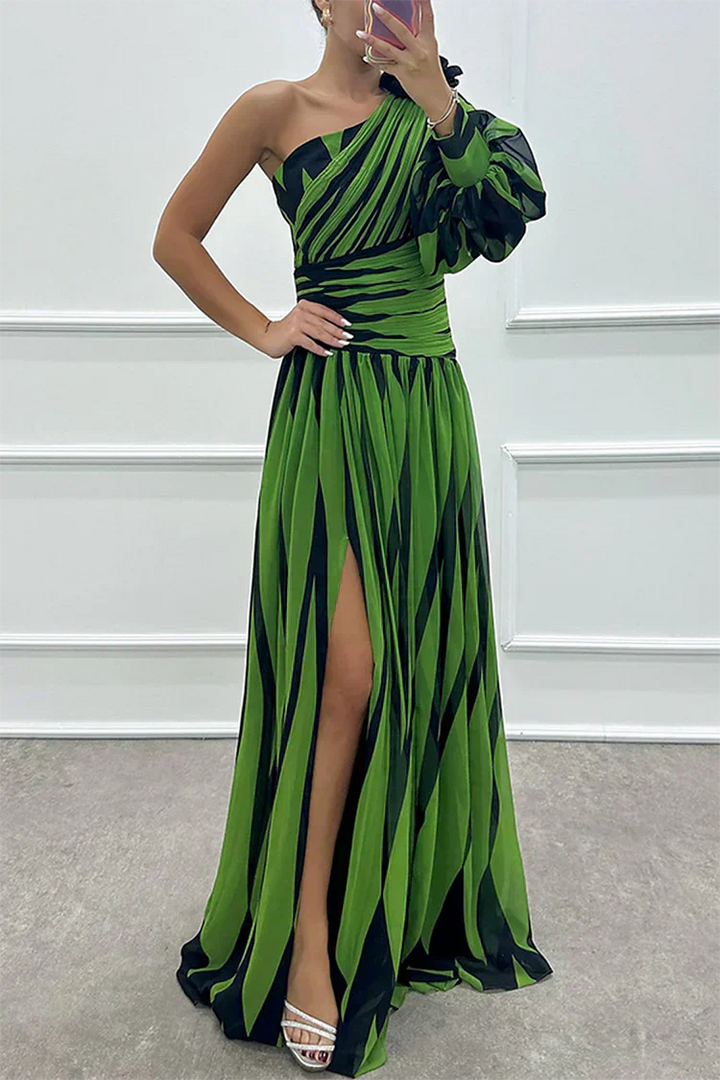 Hazel™ | Vestido Maxi Elegante a Rayas con Hombro al Descubierto