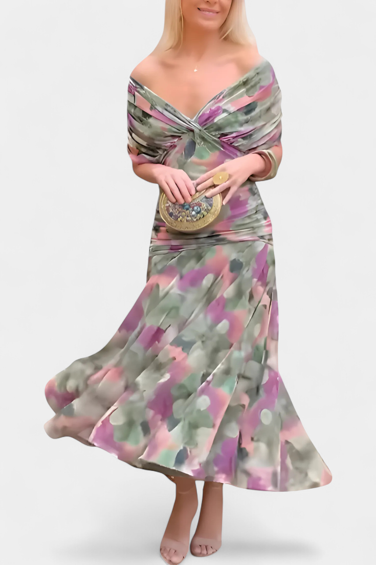 Florendra™ | Vestido Largo Floral Cuello V