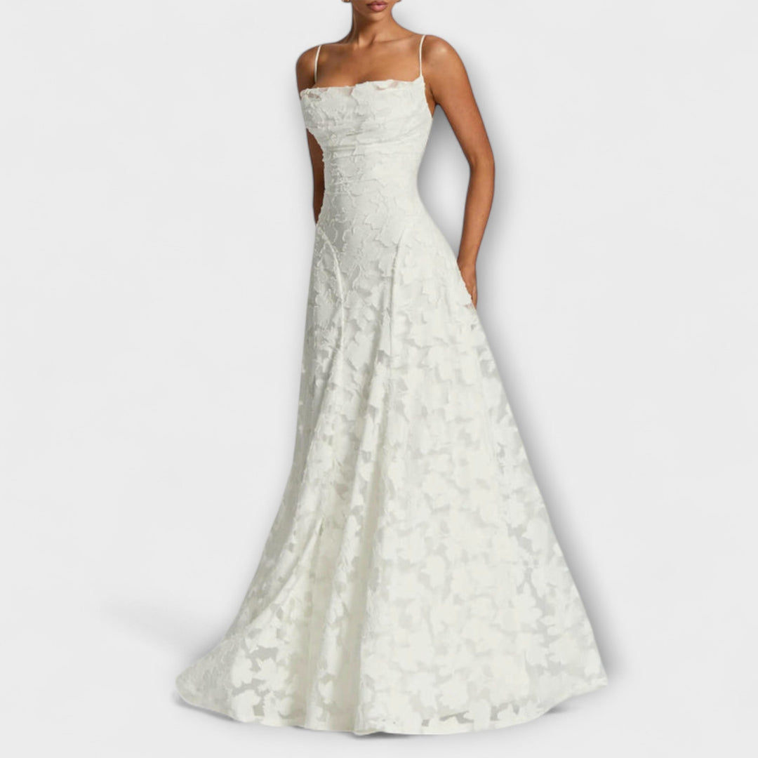 Emberly - Vestido maxi elegante de tela jacquard