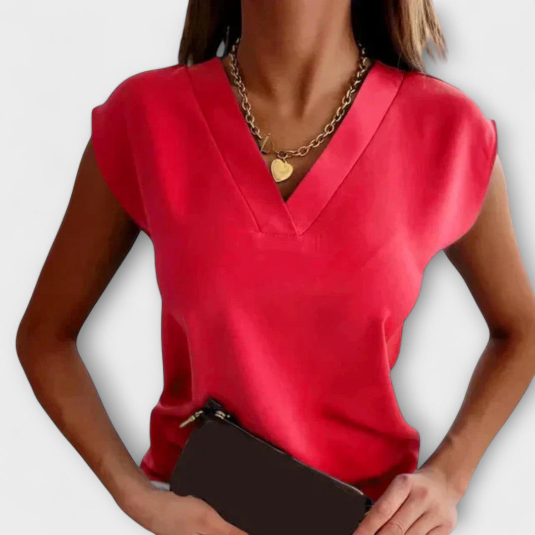 Top de verano para mujer con escote en V y mangas sueltas