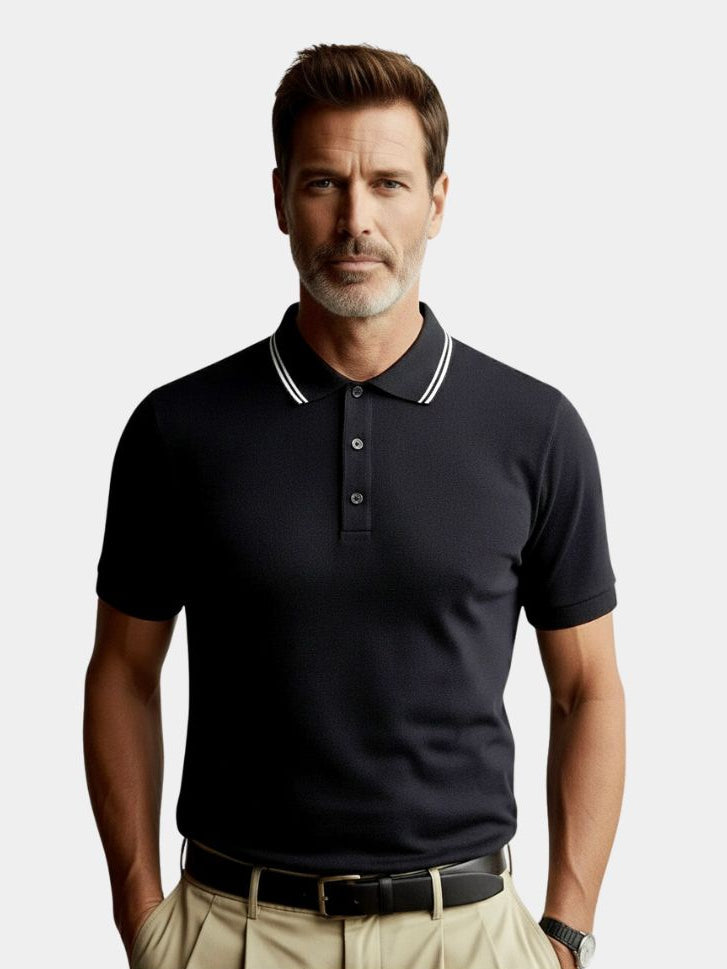 Camisa Polo con Detalles de Obsidiana