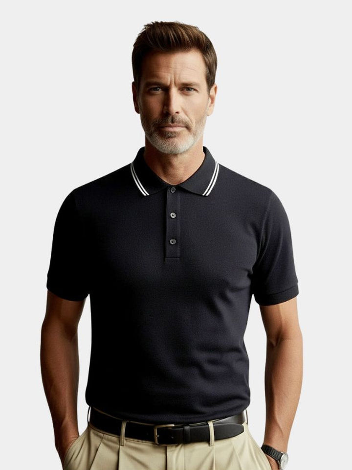 Camisa Polo con Detalles de Obsidiana
