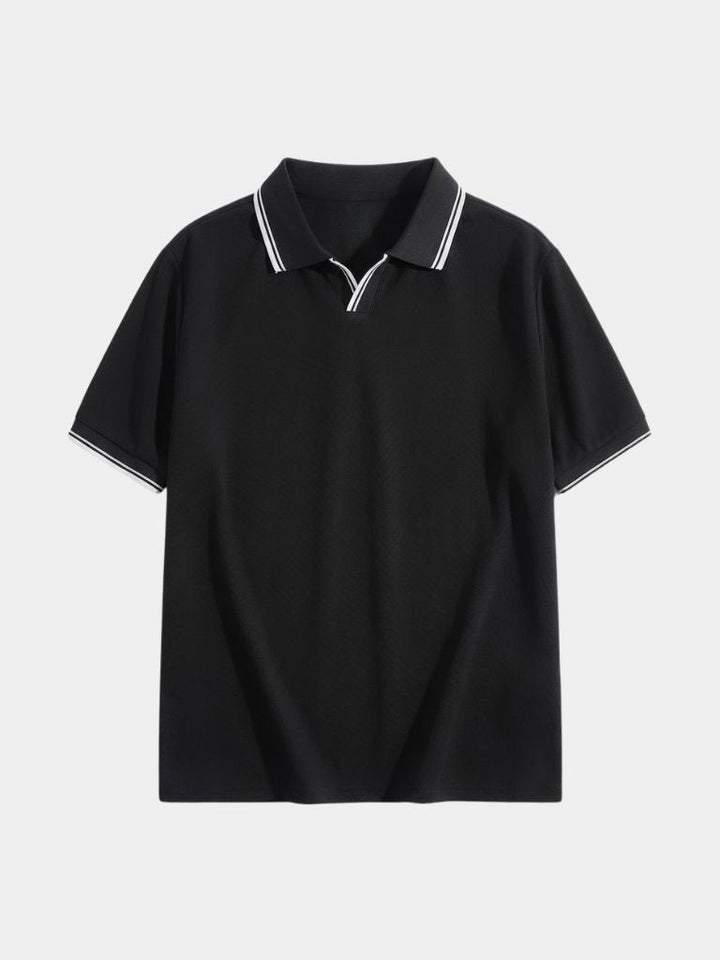 Polo Negro V-Corte Clásico