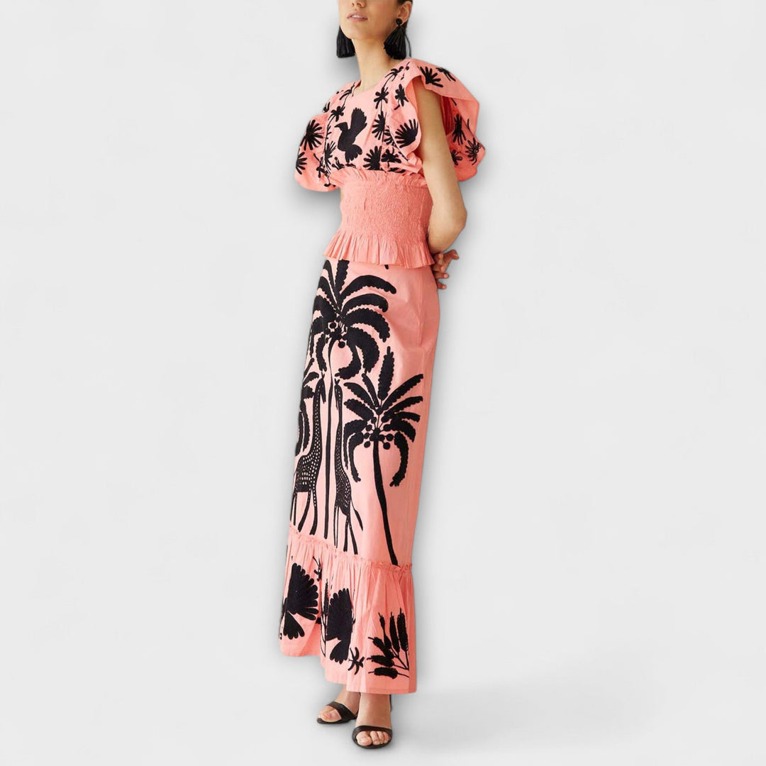 Amy - Vestido elegante con palmeras