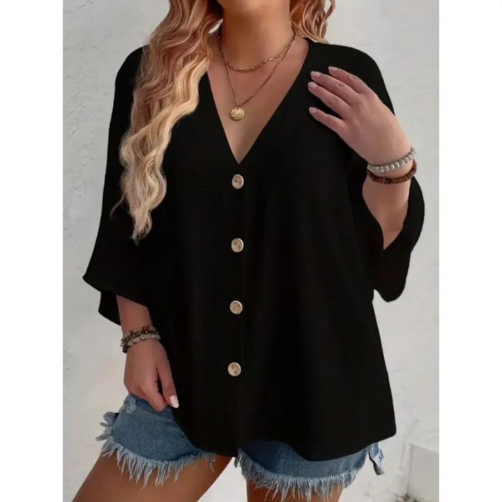 Dorothy™ | Top elegante con cuello en V y botones