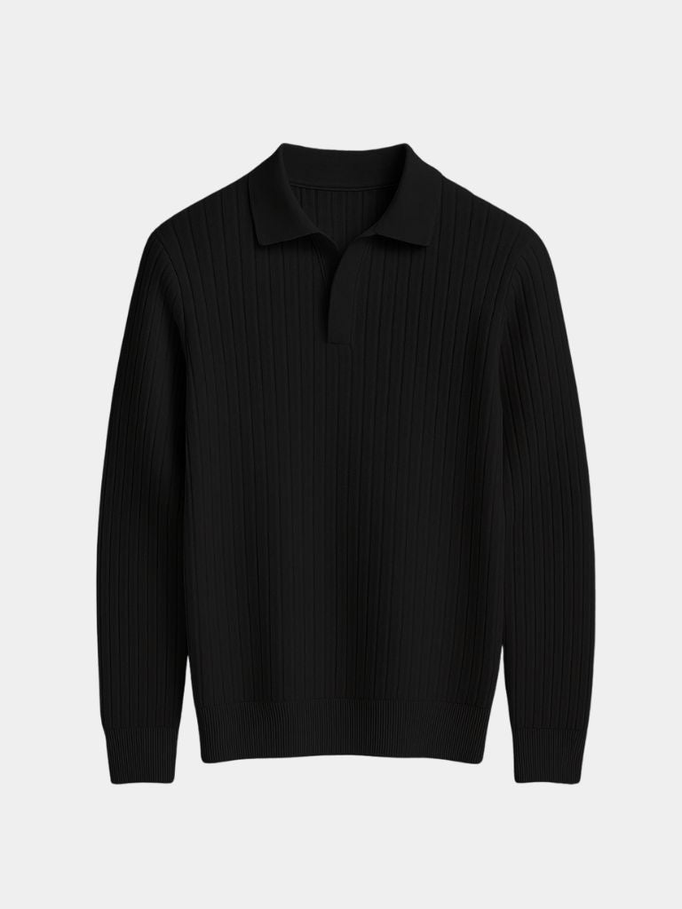 Camisa Polo de Manga Larga y Cuello Abierto