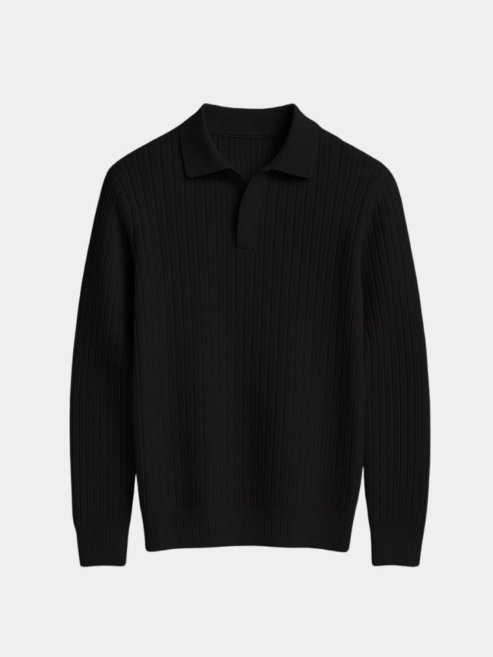 Camisa Polo de Manga Larga y Cuello Abierto