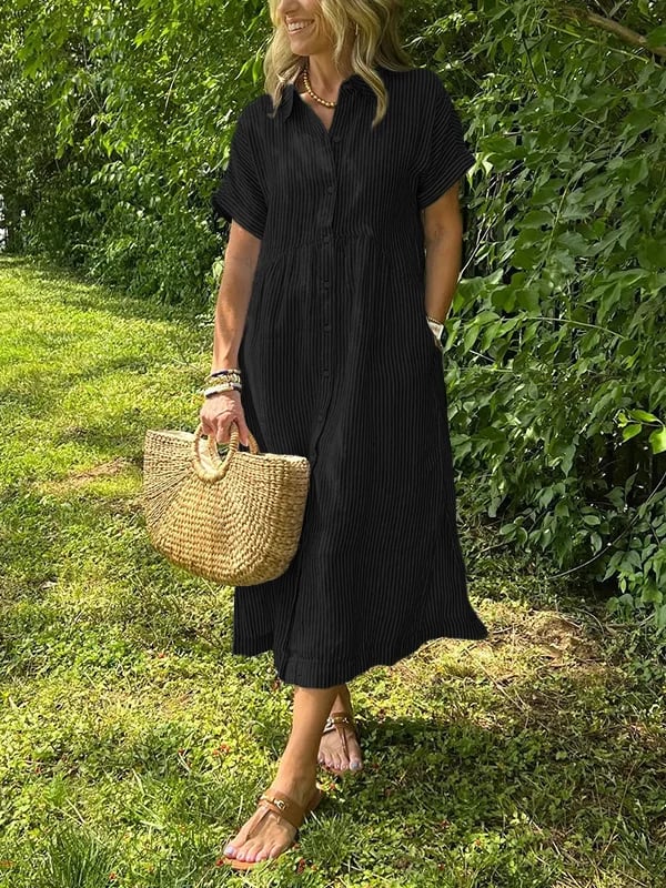 Ishka™ | Vestido Camisero Rayado