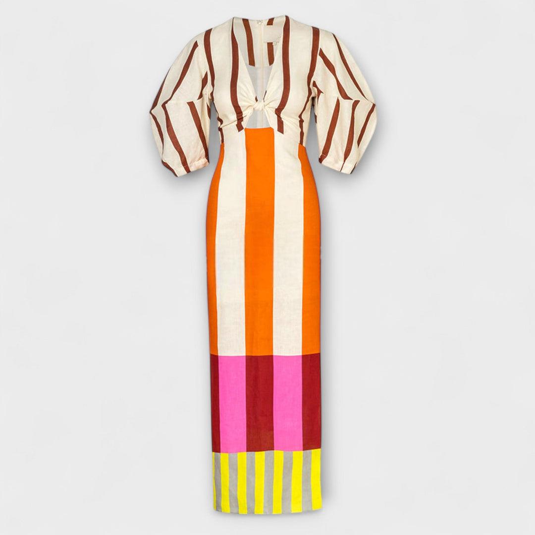 Kaya - Vestido maxi con escote y mangas abullonadas