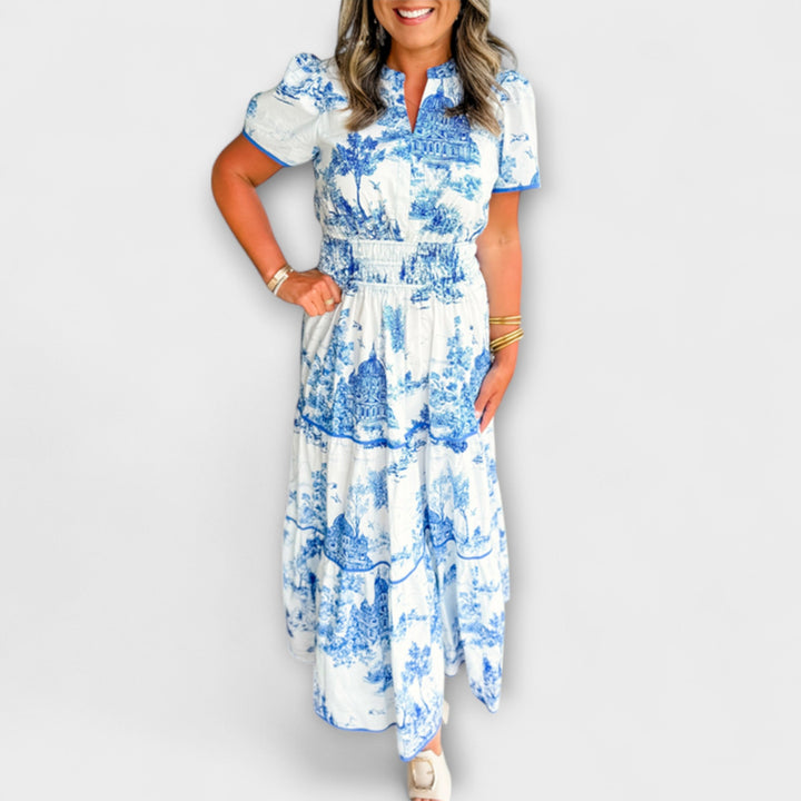 Eliza - Vestido maxi con estampado clásico
