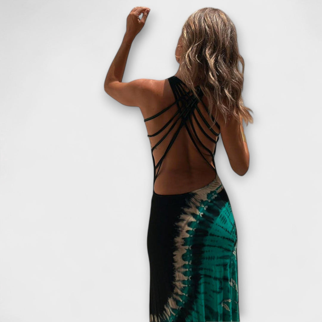 Livia - Vestido maxi con cielo estrellado y tie-dye