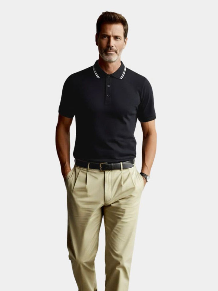Camisa Polo con Detalles de Obsidiana