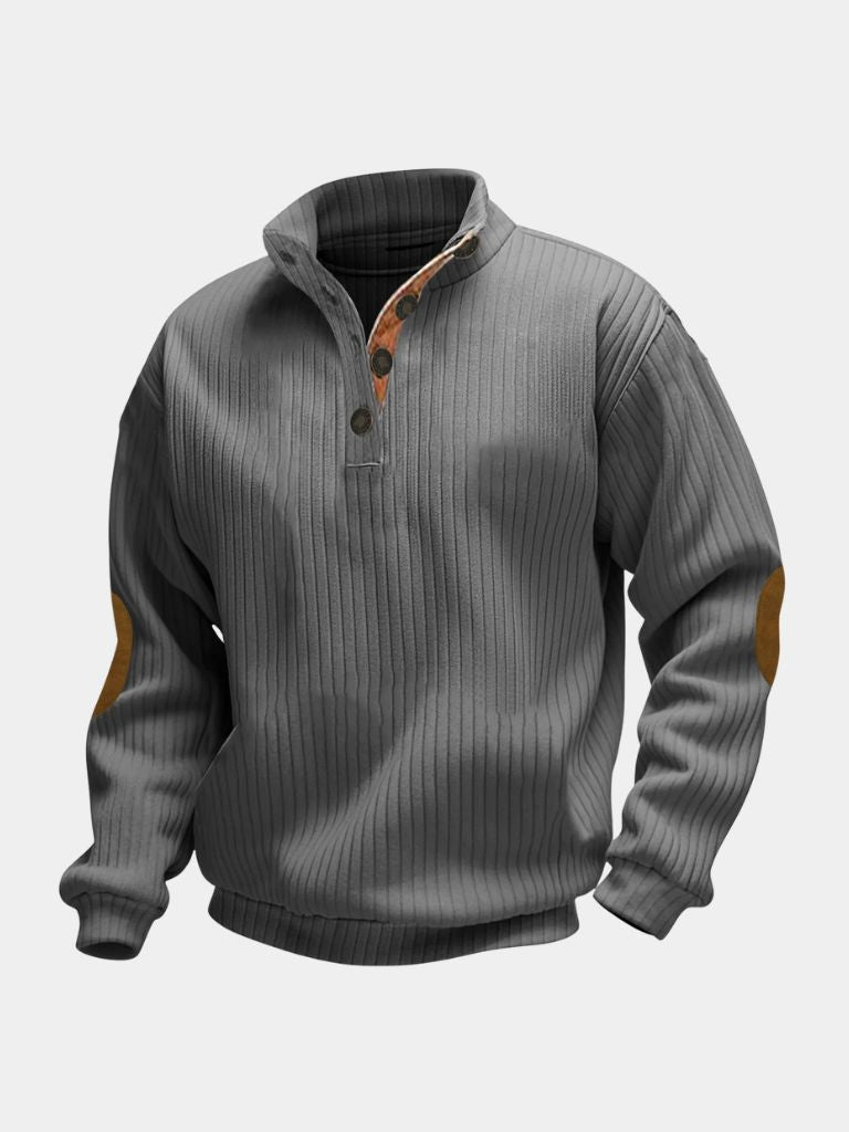 Suéter Henley de Cuello Alto Elegante