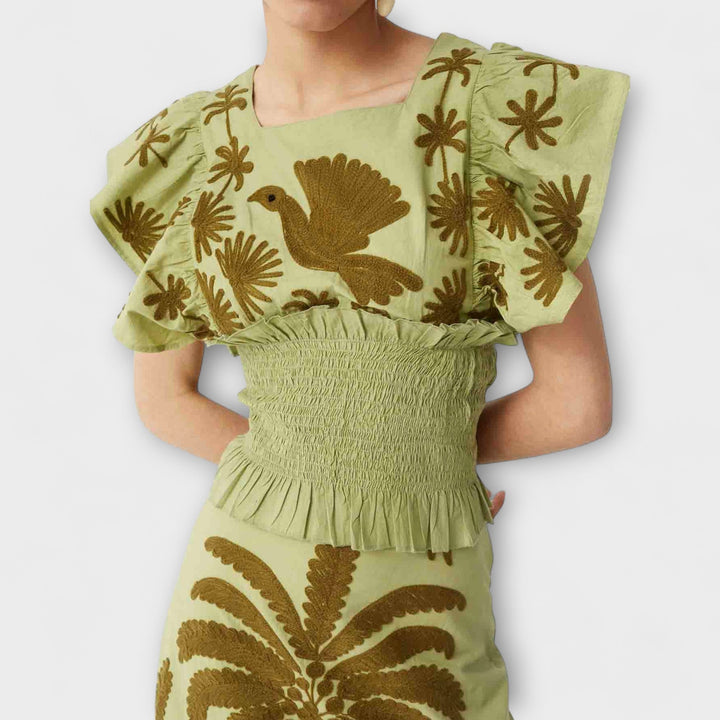 Amy - Vestido elegante con palmeras