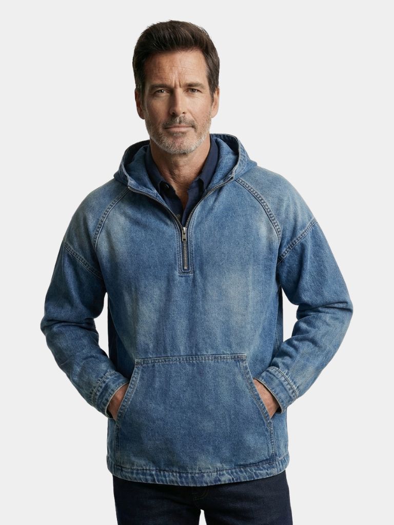 Chaqueta de Mezclilla Artisan con Capucha y Cierre de Cuarto