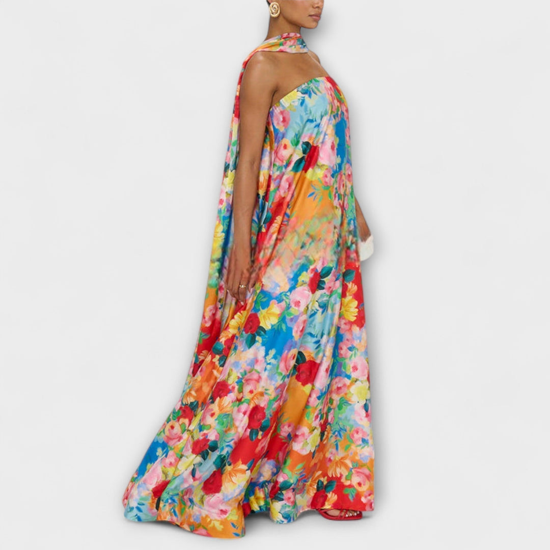 Harlow - Maxi vestido con estampado floral y hombros al descubierto