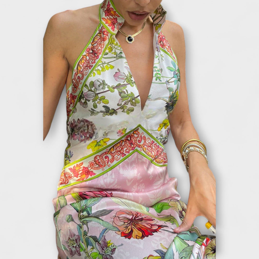Ayla - Vestido maxi sin mangas con estampado floral