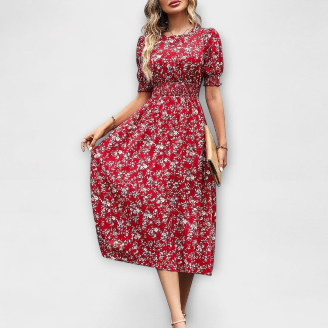 Amelia - Vestido con escote redondo y patrón floral