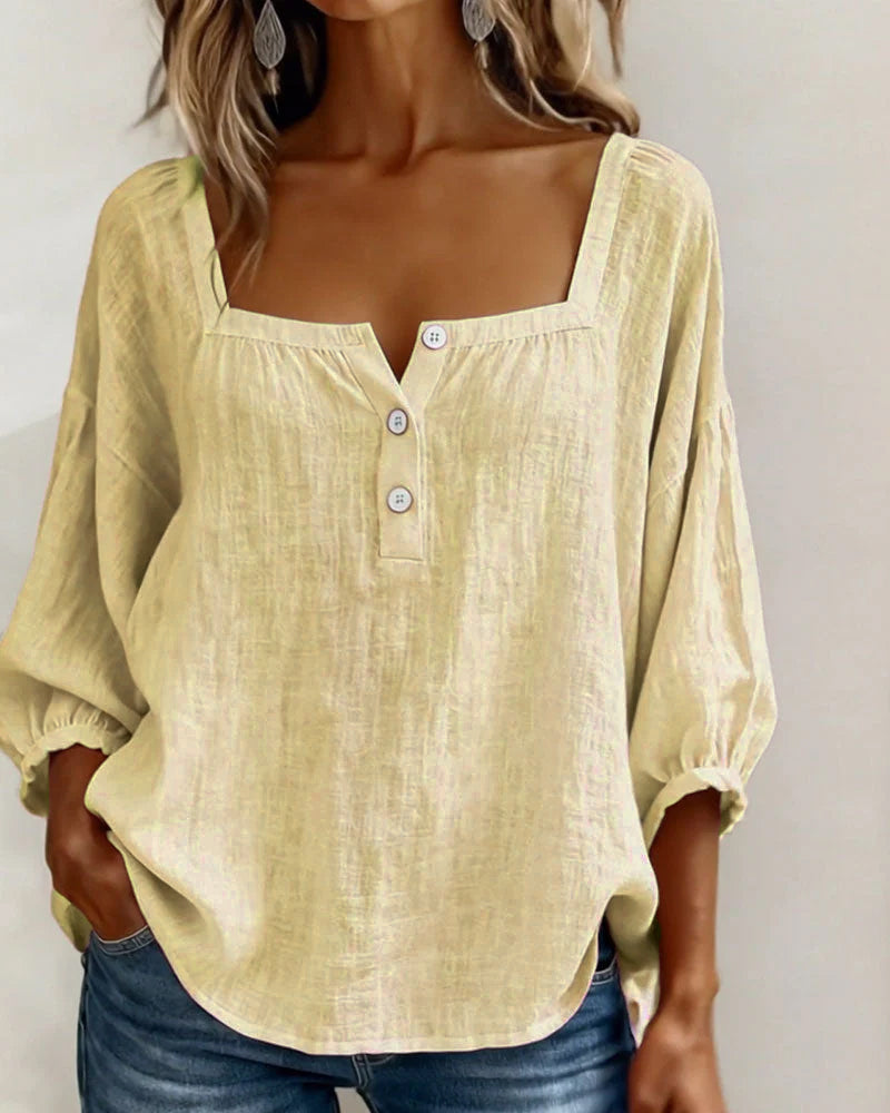 Blusa elegante de escote cuadrado
