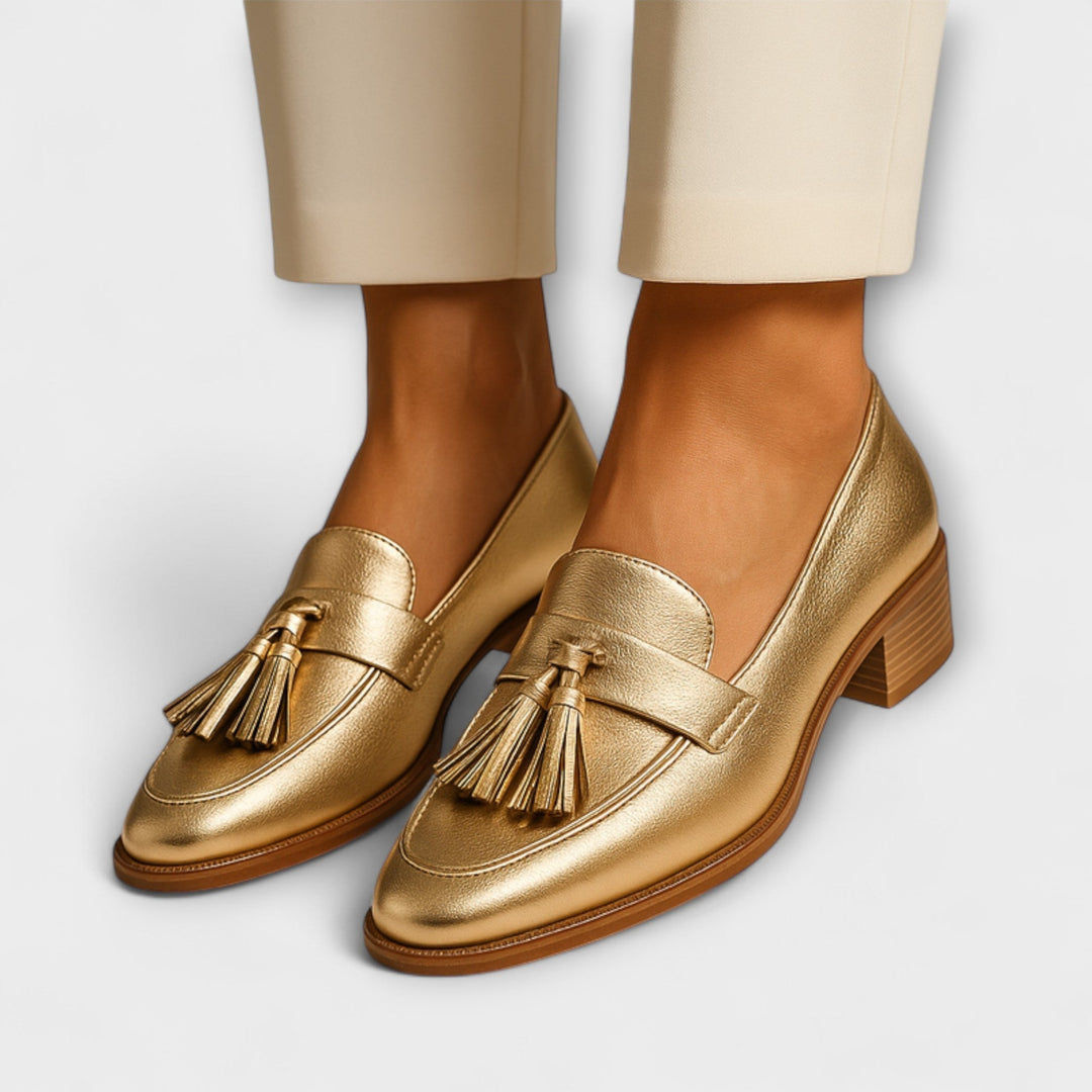 Celeste - Mocasines dorados