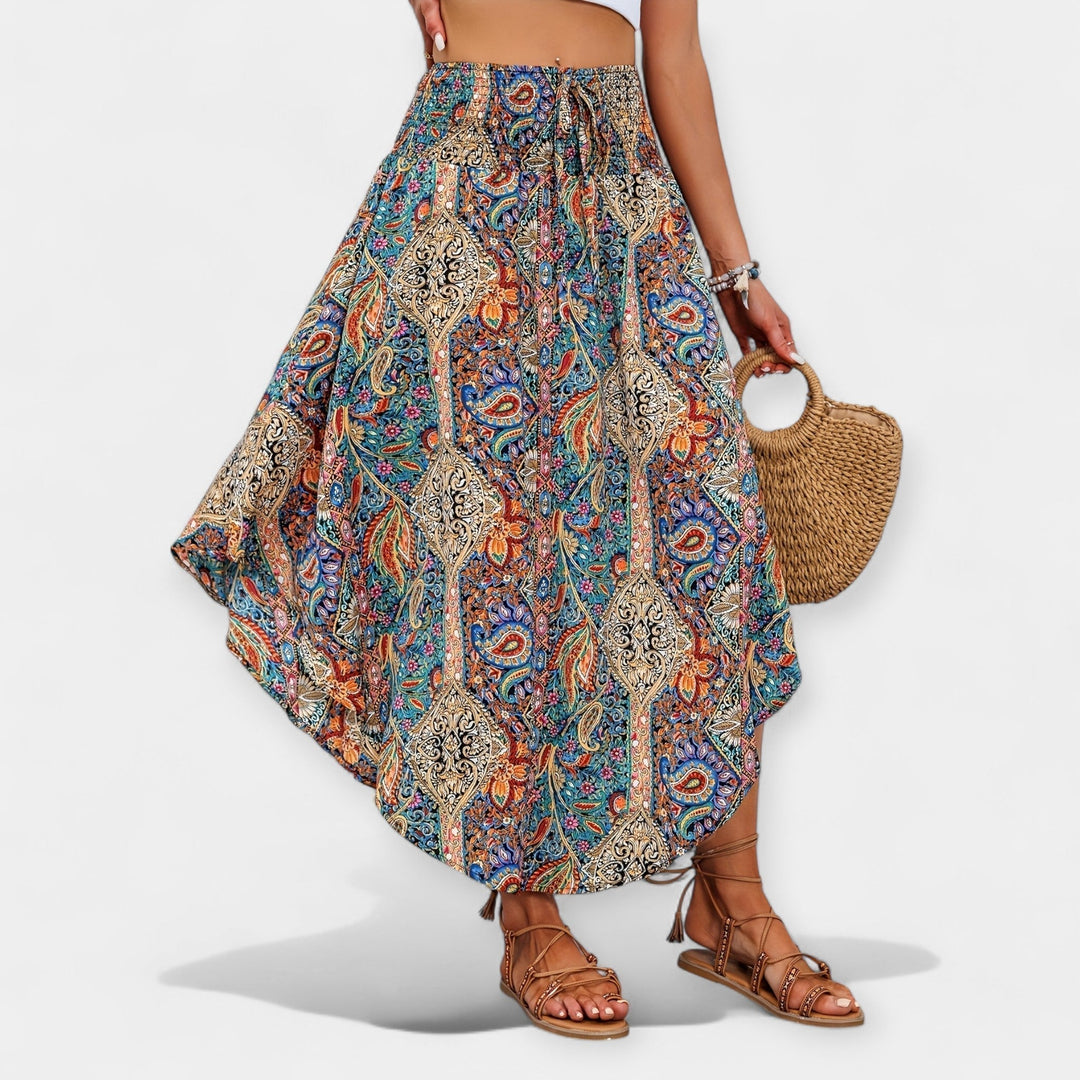 Lucie - Falda midi floral con cintura alta
