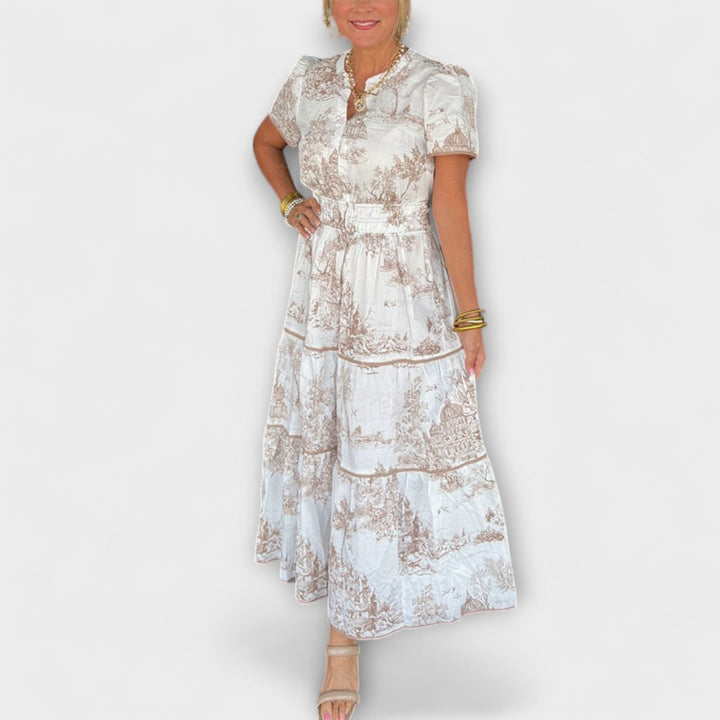 Eliza - Vestido maxi con estampado clásico