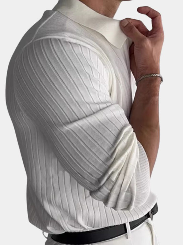 Camisa Polo de Manga Larga y Cuello Abierto