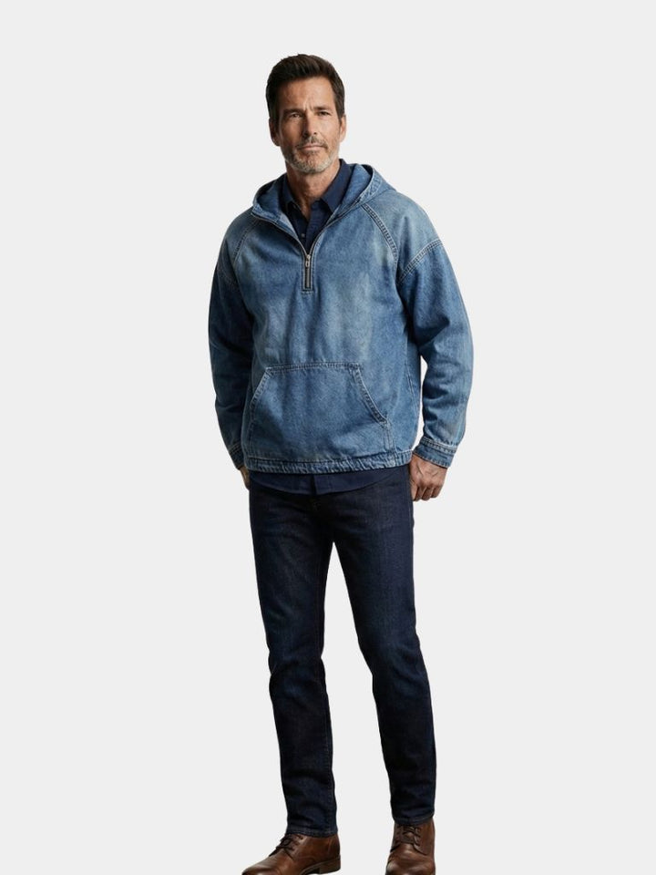 Chaqueta de Mezclilla Artisan con Capucha y Cierre de Cuarto