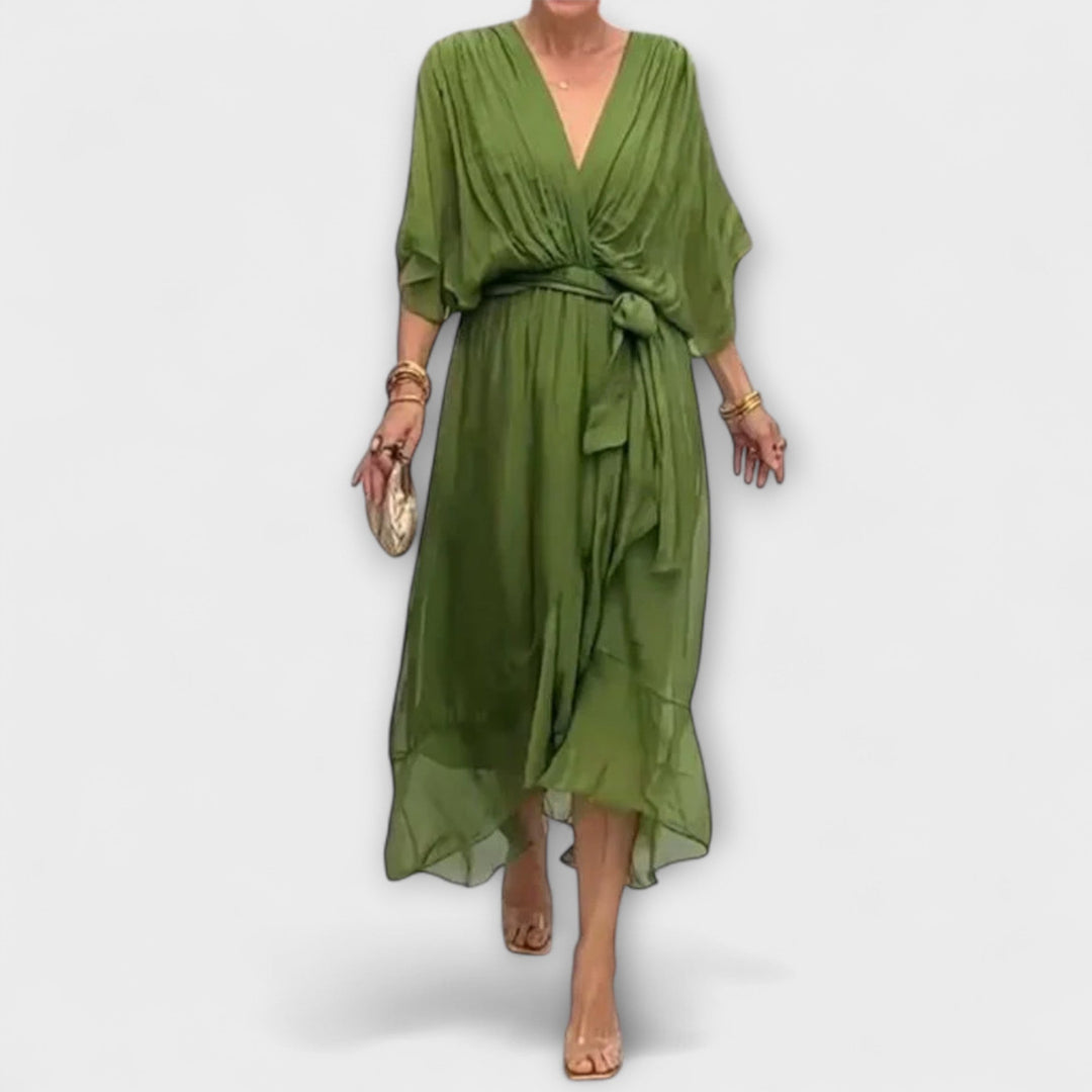 Amoura - Vestido de gasa con escote en V