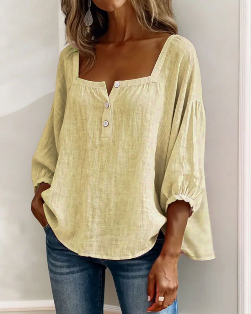 Blusa elegante de escote cuadrado
