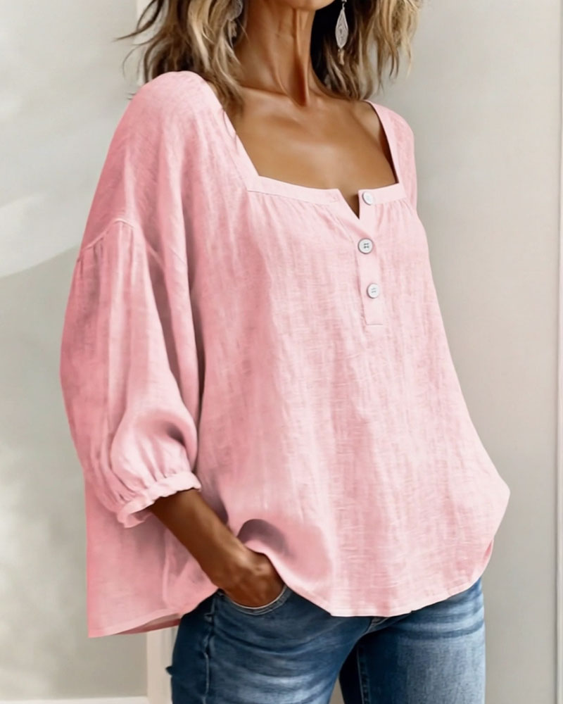 Blusa elegante de escote cuadrado
