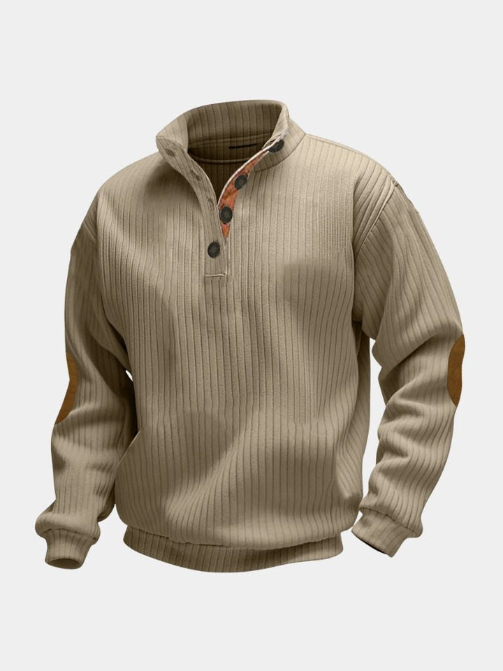 Suéter Henley de Cuello Alto Elegante