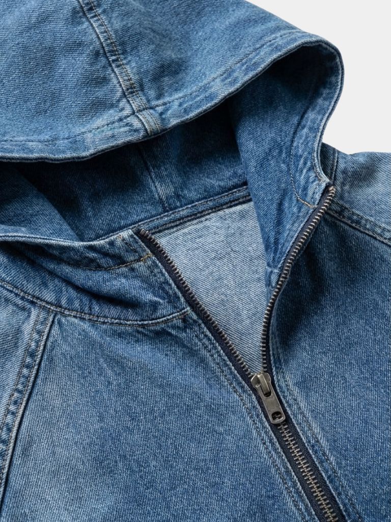 Chaqueta de Mezclilla Artisan con Capucha y Cierre de Cuarto