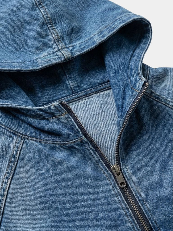 Chaqueta de Mezclilla Artisan con Capucha y Cierre de Cuarto