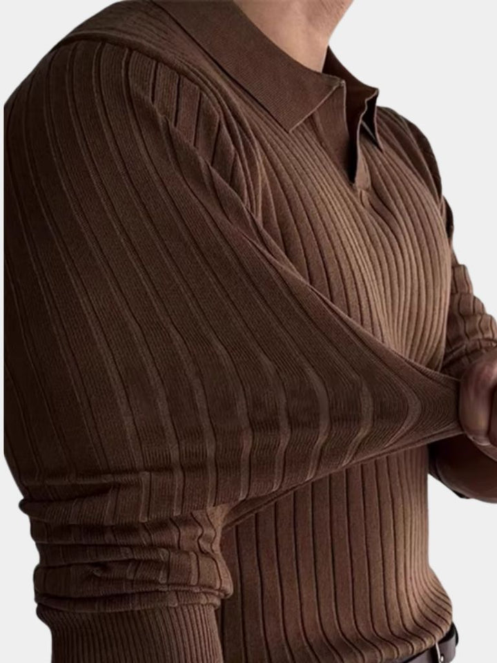 Camisa Polo de Manga Larga y Cuello Abierto