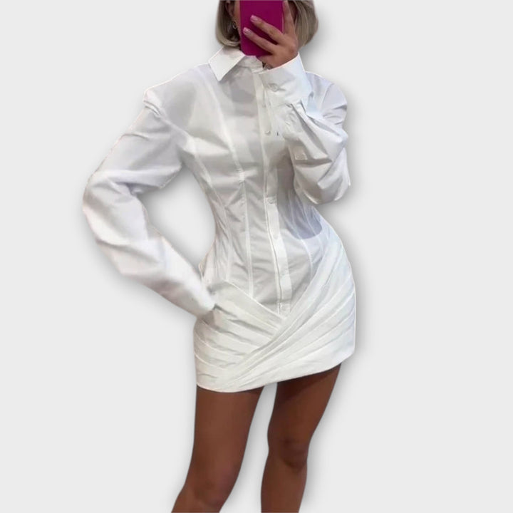 Indie - Vestido largo plisado de manga larga