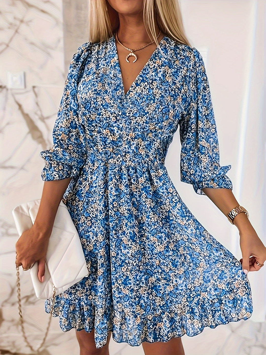 Nissia™ | Vestido Mini de Rayas Florales