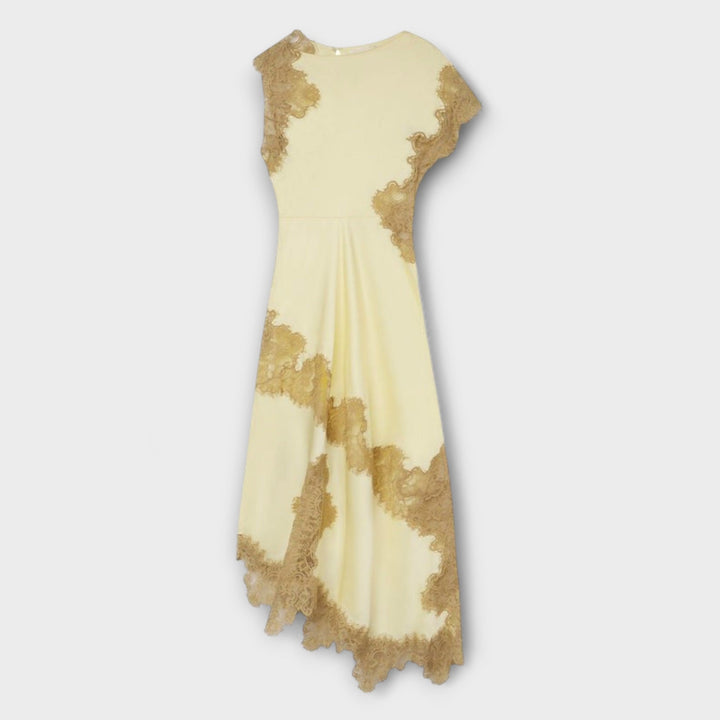 Margaret - Vestido maxi con detalles de satén y encaje