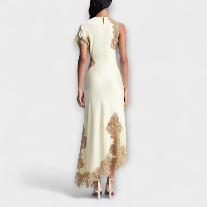 Margaret - Vestido maxi con detalles de satén y encaje