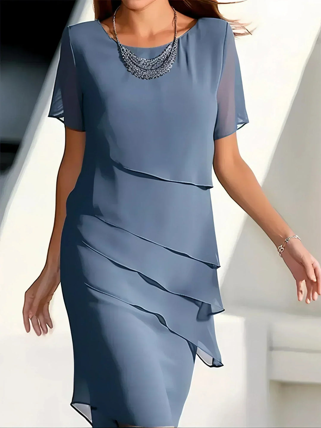 Anastasia | Vestido midi elegante con capas