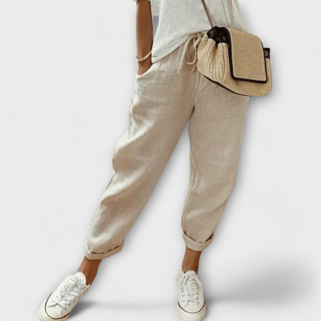 Bibi - Pantalones de lino a la moda y cómodos