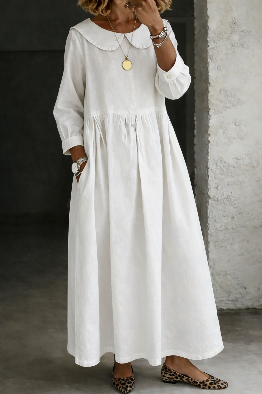 Clara™ | Vestido de mezclilla con cuello tipo Peter Pan