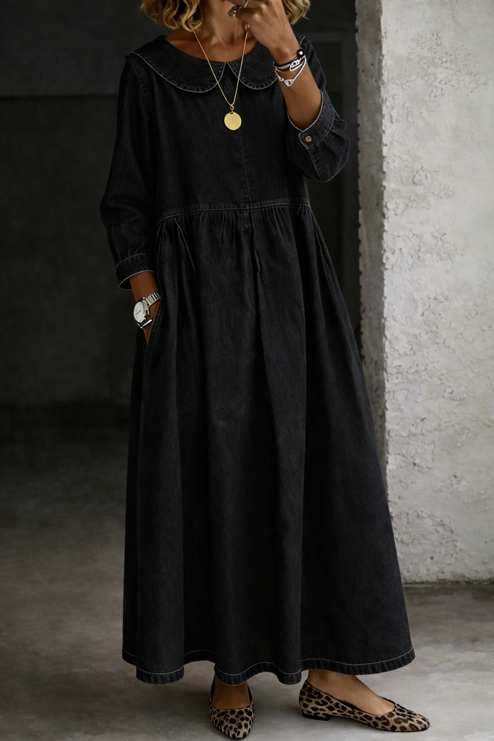 Clara™ | Vestido de mezclilla con cuello tipo Peter Pan