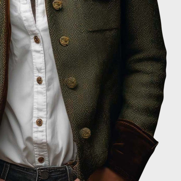 Rebeka - Chaqueta de tweed con detalles de terciopelo