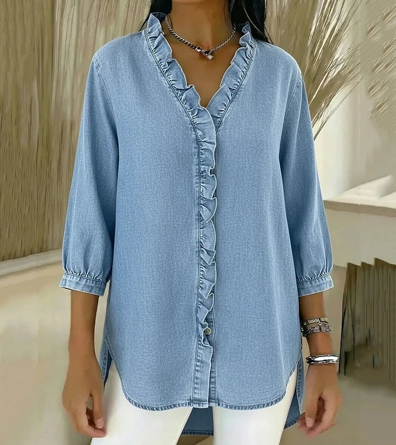 Amelia™ | Blusa de mezclilla