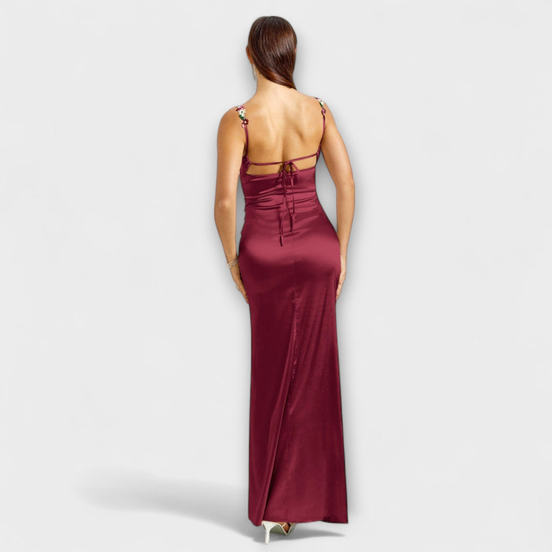 Eira - Vestido de satén decorativo con lazo en la espalda