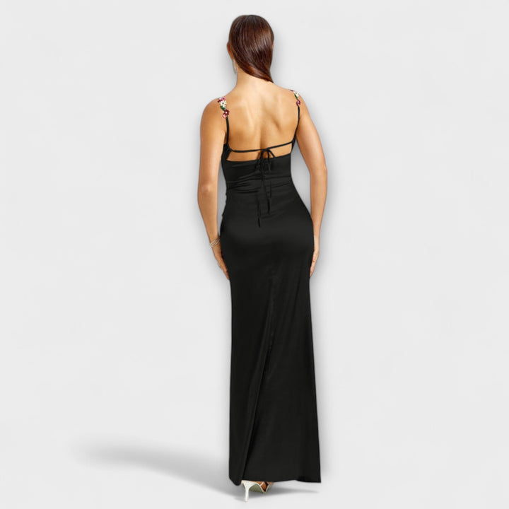 Eira - Vestido de satén decorativo con lazo en la espalda